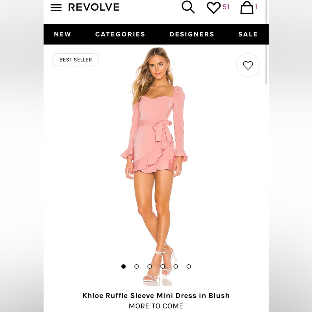 REVOLVE. MORE TO COME Khloe Ruffle Sleeve Mini Dress in Blush